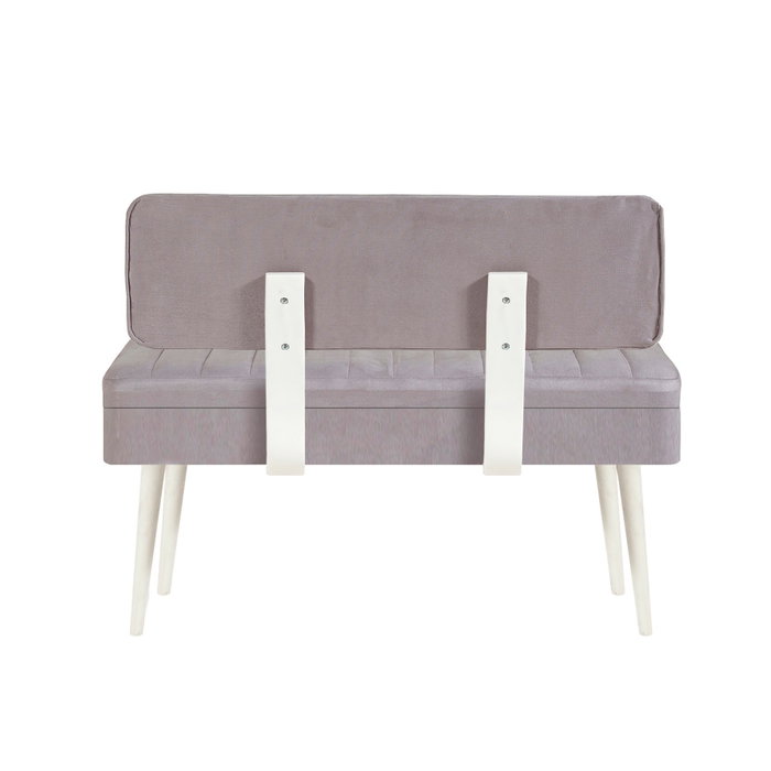 Hanah Home Banco 0701 - 1 Blanco, Gris 110 cm (An) x 82.5 cm (Al) x 40 cm (Prof) Tablero de Partículas Recubierto de Melamina